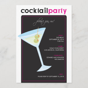 Moderne Cocktail Party Invitation (fuschia) Kaart
