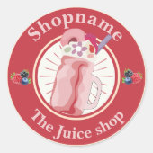Moderne Cold Smoothies fruitsap winkel personeelsn Ronde Sticker (Voorkant)