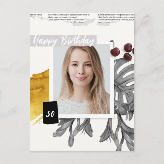 Moderne Collage Aangepaste Foto 30 Verjaardag Briefkaart (Voorkant)