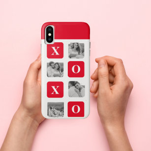 Moderne Collage Couple Photo & Red XOXO iPhone XS Hoesje