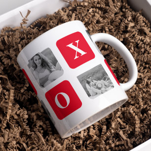 Moderne Collage Couple Photo & Red XOXO Mok