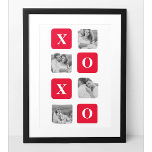 Moderne Collage Couple Photo & Red XOXO Poster