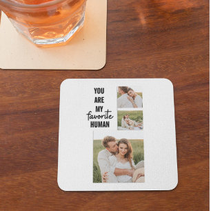 Moderne Collage Couple Photo & Romantic Love Quote Vierkante Kartonnen Onderzetter