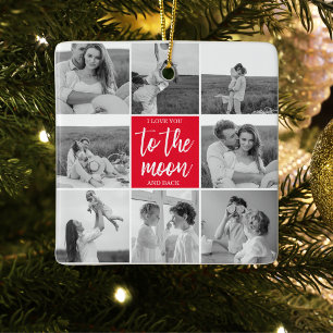 Moderne Collage Couple Photo & To the Moon Quote Keramisch Ornament