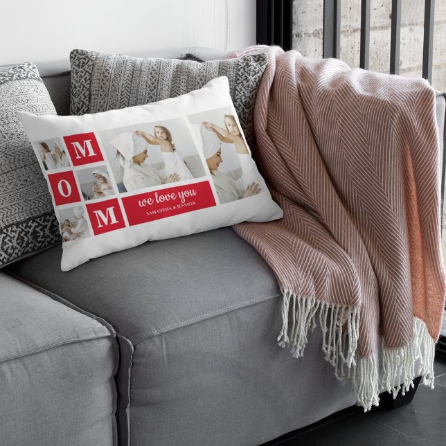 Moderne collage Foto Best mam Ever Red Gifts Kussen (Creator heeft geüpload)