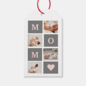 Moderne collage Foto Best mam Pink & Gray Gift Cadeaulabel (Voorkant)
