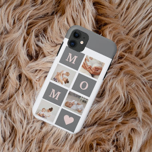Moderne collage Foto Best mam Pink & Gray Gift iPhone 11 Hoesje