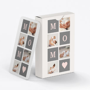 Moderne collage Foto Best mam Pink & Gray Gift Pokerkaarten