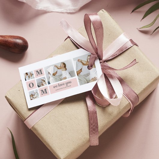 Moderne collage foto Beste mam ooit roze cadeau Cadeaulabel