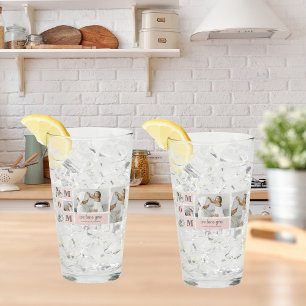 Moderne collage foto Beste mam ooit roze cadeau Glas