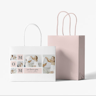 Moderne collage foto Beste mam ooit roze cadeau Groot Cadeauzakje