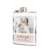 Moderne collage foto Beste mam ooit roze cadeau Heupfles (Links)