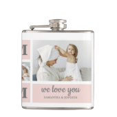 Moderne collage foto Beste mam ooit roze cadeau Heupfles (Voorkant)