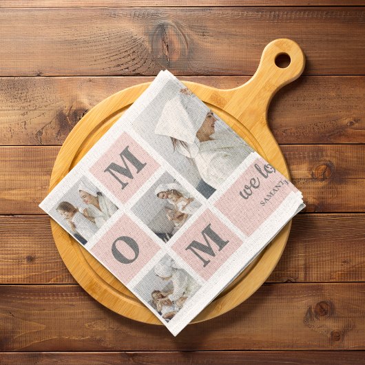 Moderne collage foto Beste mam ooit roze cadeau Theedoek