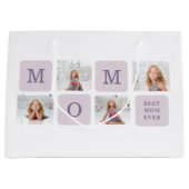 Moderne collage Foto Beste mama ooit Paarse Gift Groot Cadeauzakje (Voorkant)