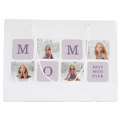 Moderne collage Foto Beste mama ooit Paarse Gift Groot Cadeauzakje (Achterkant)