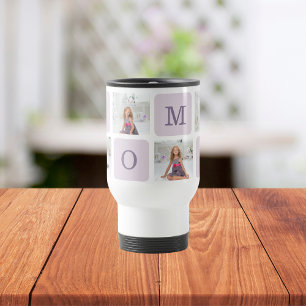 Moderne collage Foto Beste mama ooit Paarse Gift Reisbeker