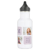 Moderne collage Foto Beste mama ooit Paarse Gift Waterfles (Rechts)