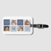Moderne Collage Foto & Blue Happy Fathers Day Gift Bagagelabel (Voorkant (horizontaal))