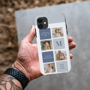 Moderne Collage Foto & Blue Happy Fathers Day Gift iPhone 11 Hoesje