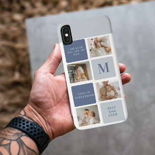 Moderne Collage Foto & Blue Happy Fathers Day Gift iPhone XS Max Hoesje