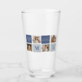 Moderne Collage Foto & Blue Happy Fathers Day Gift Glas (Voorkant)