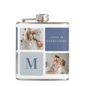 Moderne Collage Foto & Blue Happy Fathers Day Gift Heupfles (Voorkant)