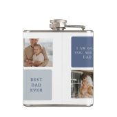Moderne Collage Foto & Blue Happy Fathers Day Gift Heupfles (Achterkant)
