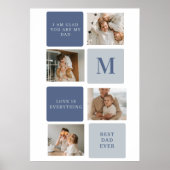 Moderne Collage Foto & Blue Happy Fathers Day Gift Poster (Voorkant)