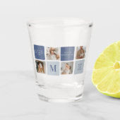 Moderne Collage Foto & Blue Happy Fathers Day Gift Shot Glas (Voorkant)