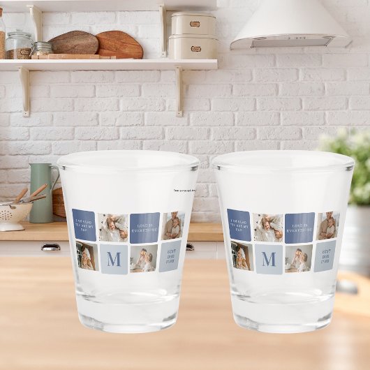 Moderne Collage Foto & Blue Happy Fathers Day Gift Shot Glas