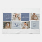 Moderne Collage Foto & Blue Happy Fathers Day Gift Theedoek (Horizontaal)