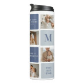 Moderne Collage Foto & Blue Happy Fathers Day Gift Thermosbeker (Geroteerd rechts)