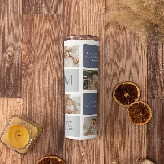 Moderne Collage Foto & Blue Happy Fathers Day Gift Thermosbeker