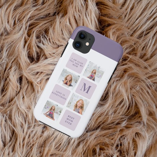 Moderne Collage Foto Happy Mothers Day Paarse Gift Case-Mate iPhone Case