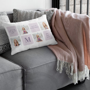 Moderne Collage Foto Happy Mothers Day Paarse Gift Kussen