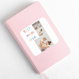 Moderne Collage Foto & Kleurrijke Beste Mum Ever G Vierkante Sticker
