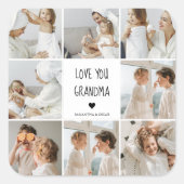 Moderne collage foto-liefde grootmoeder beste cade vierkante sticker (Voorkant)