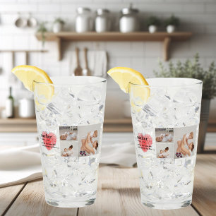 Moderne Collage Foto & Rode Hart Moeder Cadeau Glas