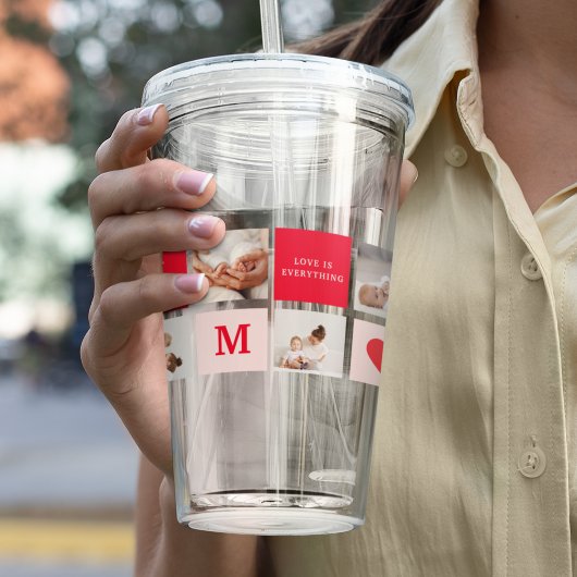 Moderne collage foto Rood & Roze Beste mam ooit ca Acryl Drinkbeker