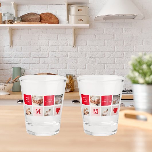 Moderne collage foto Rood & Roze Beste mam ooit ca Shot Glas