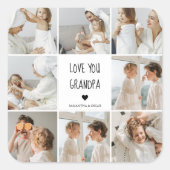 Moderne collage fotoliefhebbers opa beste cadeau vierkante sticker (Voorkant)