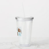 Moderne collage foto's Blue Best Fathers Gift Acryl Drinkbeker (Links)