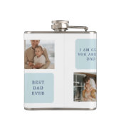 Moderne collage foto's Blue Best Fathers Gift Heupfles (Achterkant)