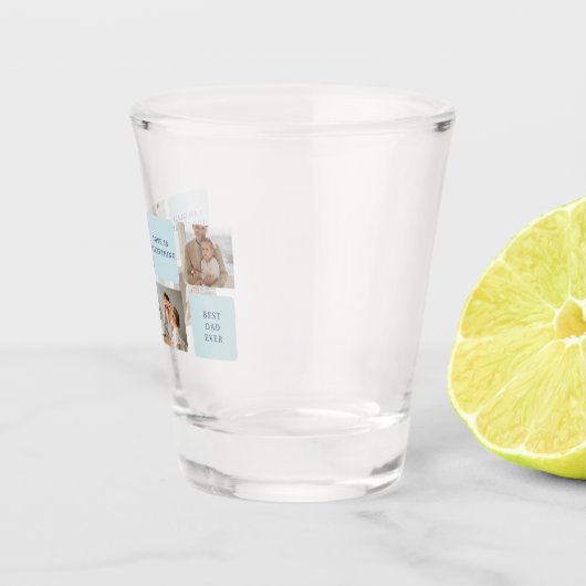 Moderne collage foto's Blue Best Fathers Gift Shot Glas (Rechts)