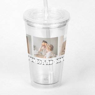 Moderne collage foto's en beste pap ooit cadeautje acryl drinkbeker