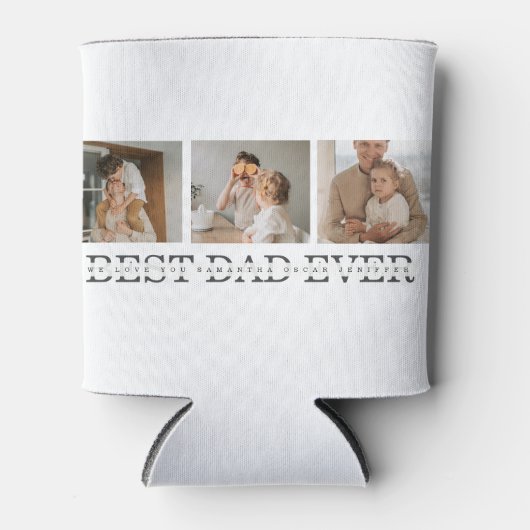 Moderne collage foto's en beste pap ooit cadeautje blikjeskoeler (Voorkant)