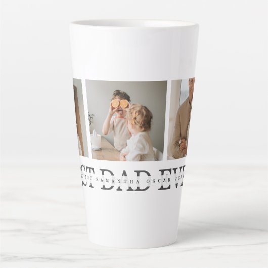 Moderne collage foto's en beste pap ooit cadeautje latte mok (Voorkant)