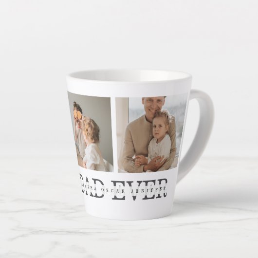 Moderne collage foto's en beste pap ooit cadeautje latte mok (Rechterhoek)