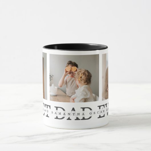 Moderne collage foto's en beste pap ooit cadeautje mok (Midden)